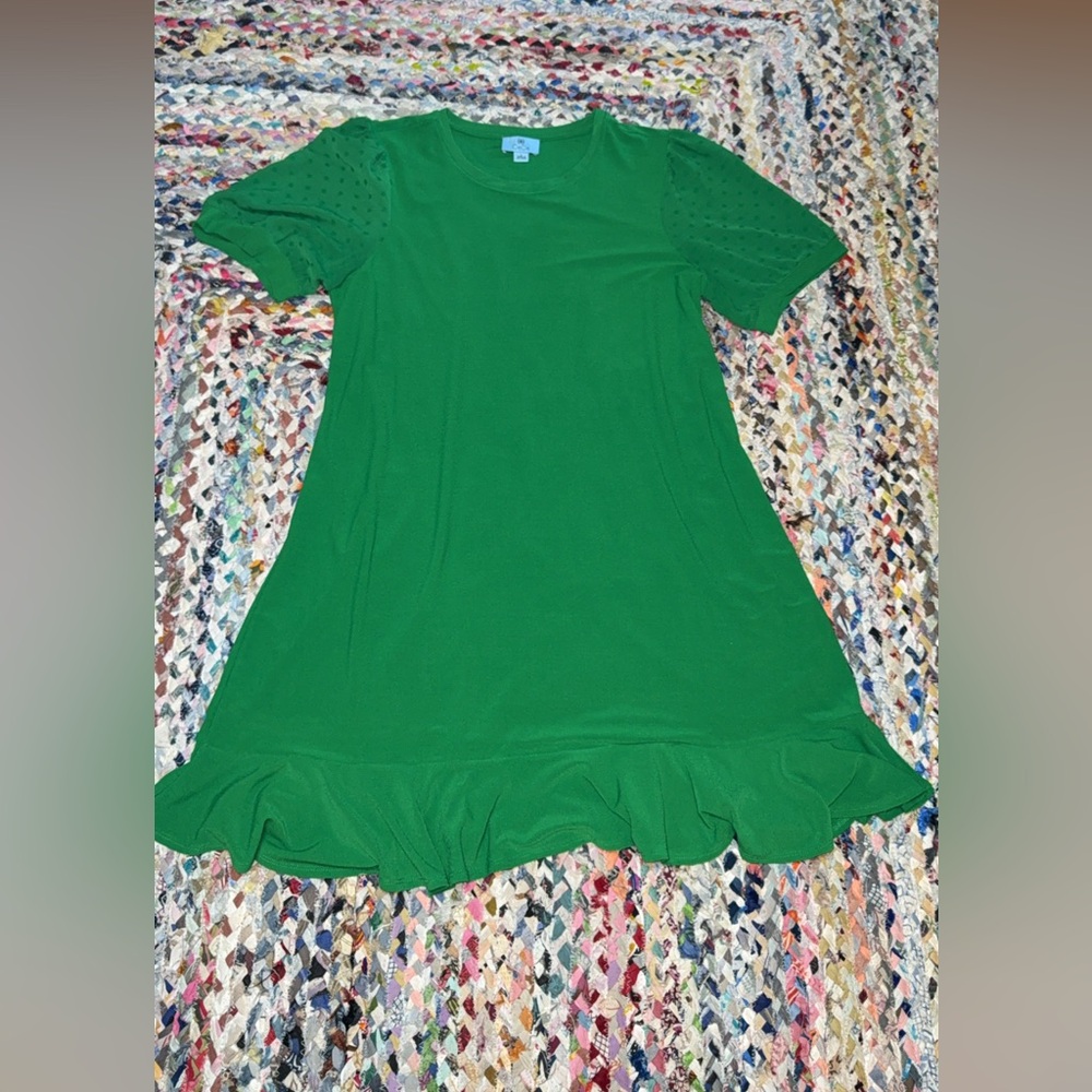 CeCe Green Puff Sleeve Dress - Picture 3 of 6